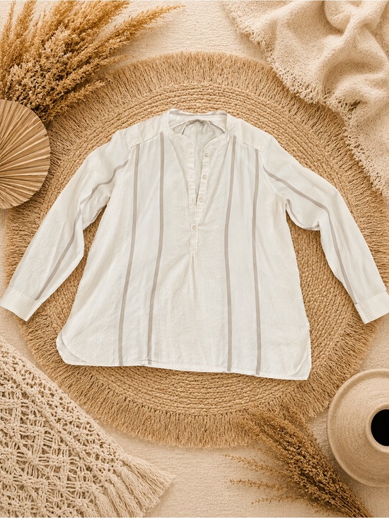 Lucky Brand Tops - Lucky Brand Ivory Striped Tunic Blouse | Boho Cottagecore Tunic | Size Large